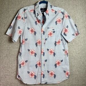 Vineyard Vines Classic Fit Hibiscus‎ Hawaiian Shirt Blue Button Down SMALL